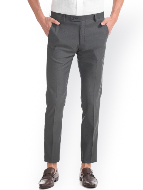 

Arrow Men Charcoal Super Slim Fit Solid Regular Trousers