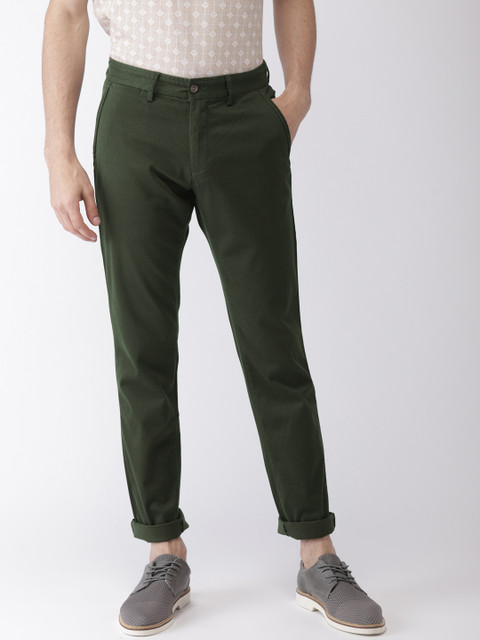 

Arrow Sport Men Olive Green Slim Fit Printed Chinos