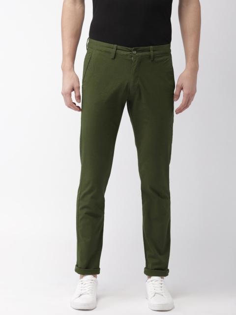 

Arrow Men Olive Green Slim Fit Solid Regular Trousers