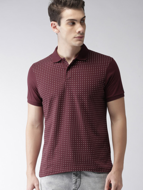 

Arrow Sport Men Burgundy Printed Polo Pure Cotton T-shirt