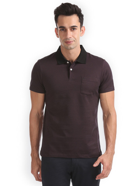 

Arrow Men Burgundy Solid Polo T-shirt