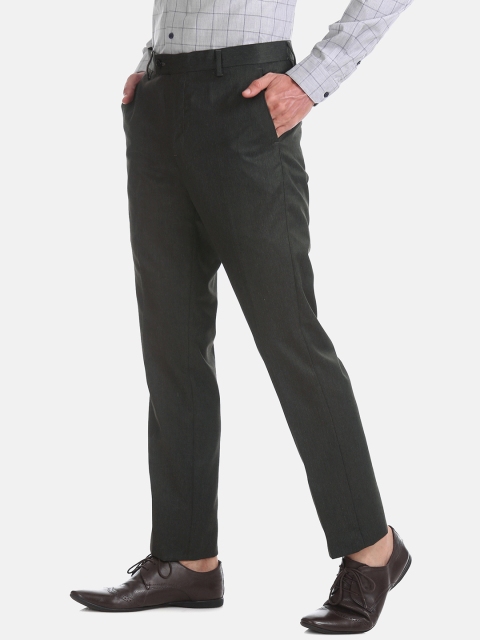 

Arrow Men Charcoal Grey Tapered Fit Solid Smart Casual Trousers