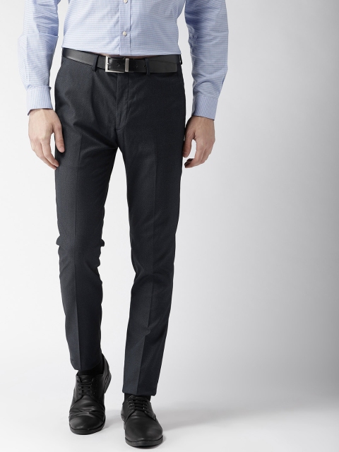 

Arrow Men Navy Blue Self DesignSlim Fit Regular Trousers