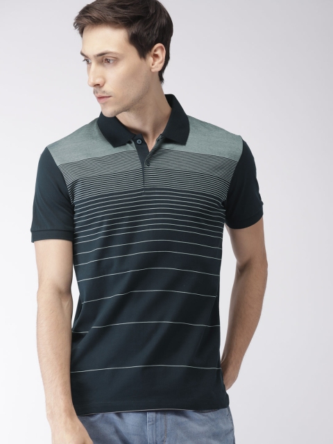 

Arrow Men Navy & Grey Striped Polo Collar T-shirt, Navy blue