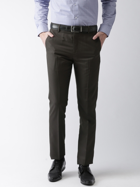 

Arrow Men Brown Tapered Fit Self Design Formal Trousers