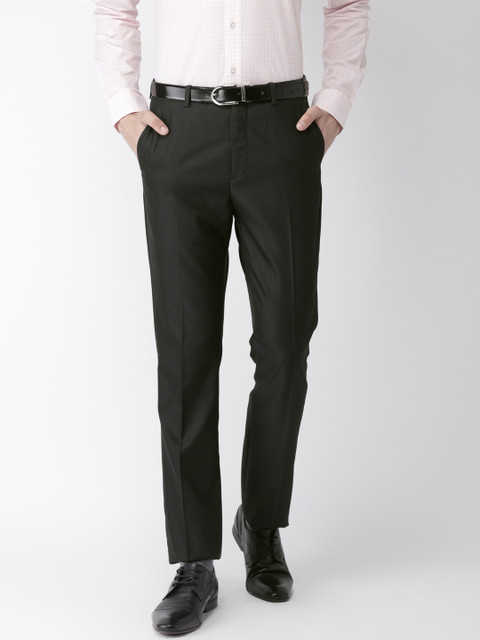 

Arrow Men Black Tapered Fit Self-Design Formal Trousers