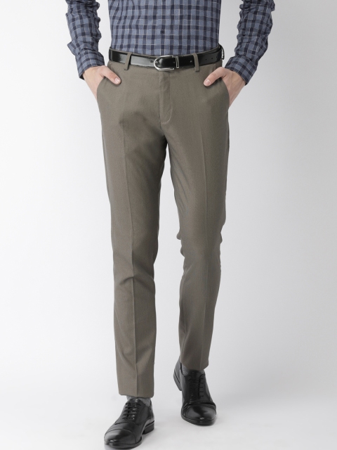 

Arrow Men Brown Slim Fit Self-Design Formal Trousers