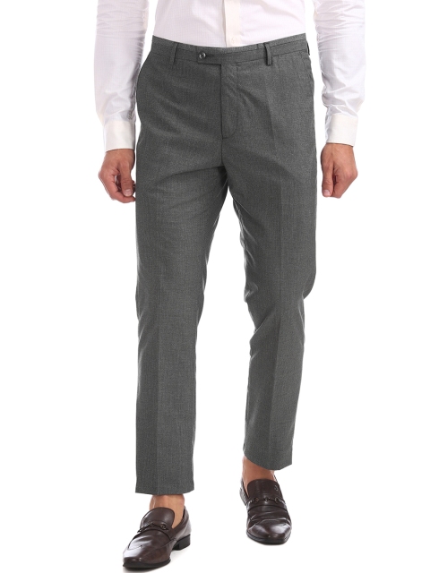 

Arrow Men Charcoal Tapered Fit Checked Regular Trousers