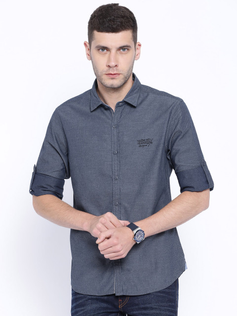 

Ed Hardy Blue Slim Fit Casual Shirt