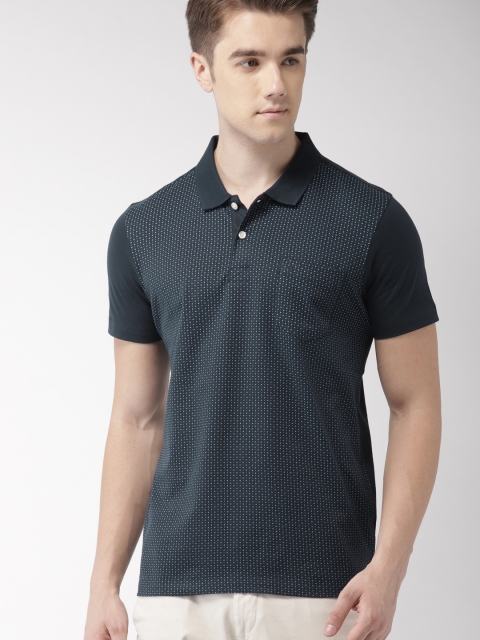 

Arrow Men Navy Blue Printed Polo Collar Pure Cotton T-shirt