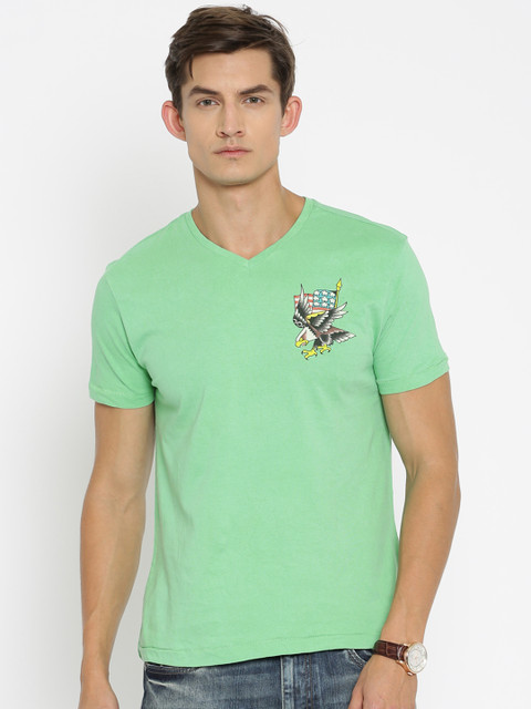 

Ed Hardy Green Printed Pure Cotton T-shirt