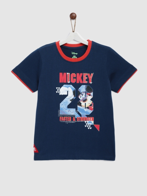 

YK Disney Boys Navy Blue & Red Printed T-shirt