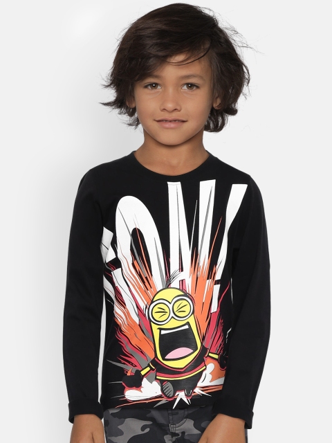 

YK Minion Disney Boys Black Printed Round Neck Minion T-shirt