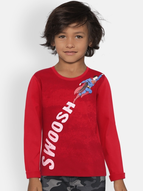 

YK Boys Red Printed Round Neck T-shirt