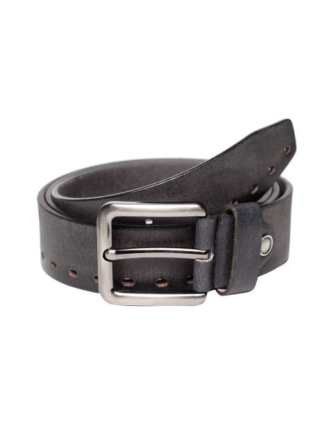 

Teakwood Leathers Men Black Leather Belt With Cut-Outs