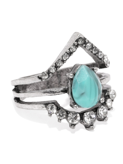 

Accessorize Women Turquoise Blue & Silver-Toned Finger Ring