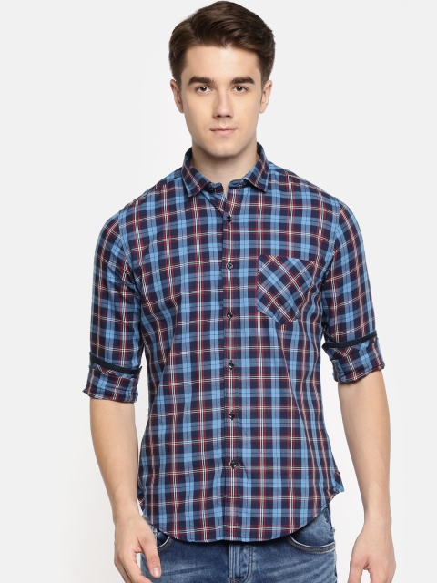 

Killer Men Blue & Red Regular Fit Checked Casual Shirt