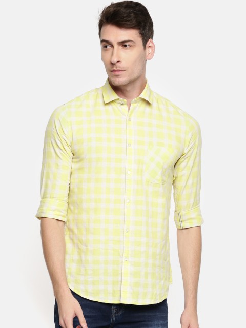 

Killer Men Yellow & White Slim Fit Checked Casual Shirt