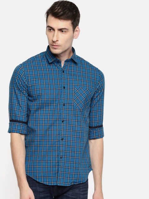 

Killer Men Blue Slim Fit Checked Casual Shirt