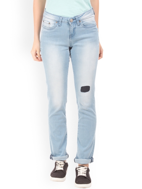 

Aeropostale Women Blue Skinny Fit Mid-Rise Low Distress Stretchable Jeans