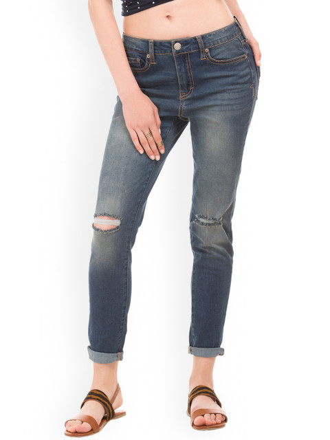 

Aeropostale Women Blue Slim Fit Mid-Rise Slash Knee Jeans