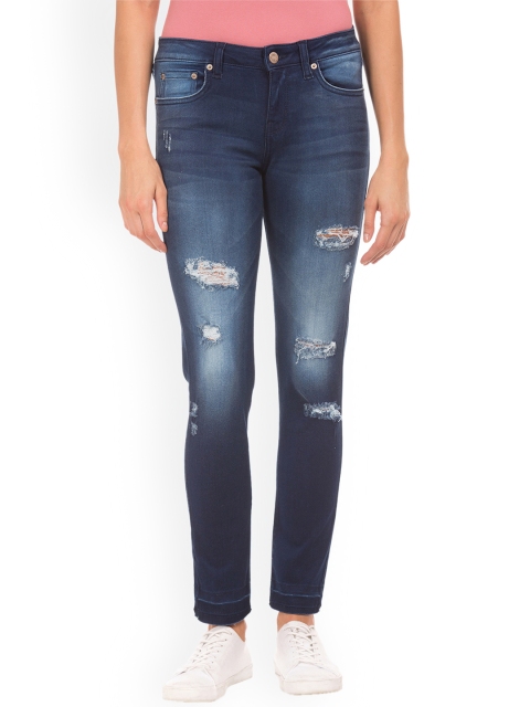 

Aeropostale Women Blue Slim Fit Low-Rise Mildly Distressed Jeans