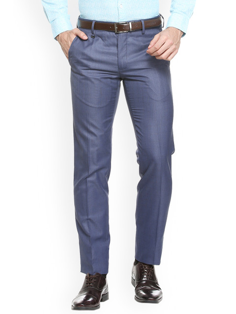 

Van Heusen Men Blue Slim Fit Checked Formal Trousers