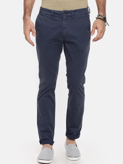 

Breakbounce Men Navy Blue Slim Fit Solid Chinos