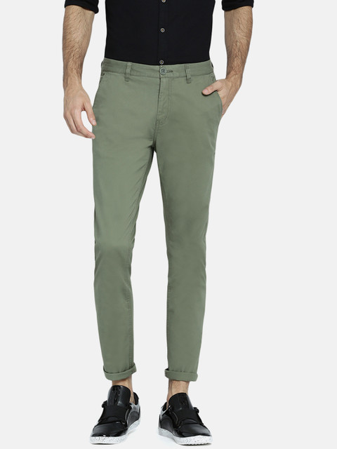 

Breakbounce Men Olive Green Slim Fit Solid Chinos