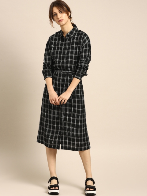 

ether Women Black Checked Shirt Dress