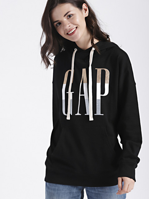 

GAP Women's Black Puff Logo Pullover Hoodie