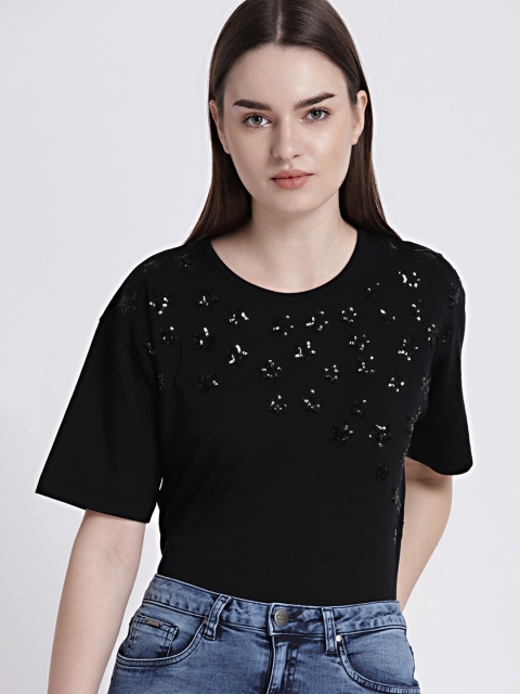 

GAP Women's Black Crop Sequin Tee