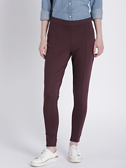 

GAP Women's Burgundy GapFit Pintuck Ankle Pants in Brushed Jersey