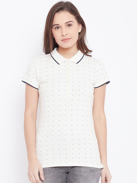 

GAP Women's White Printed Polo T-shirt