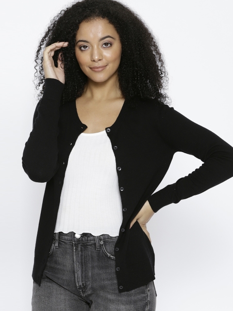 

GAP Women's Black Slim Crewneck Cardigan Sweater