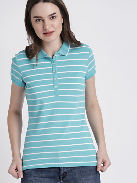 

GAP Women's Blue Stripe Polo