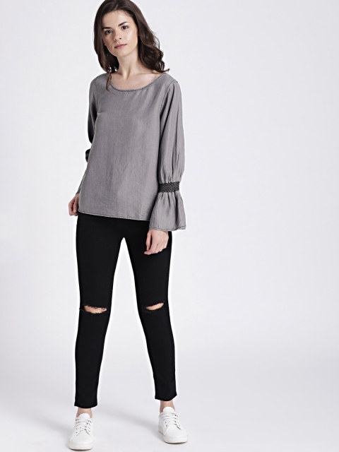 

GAP Women's Grey Smocked Cuff Top