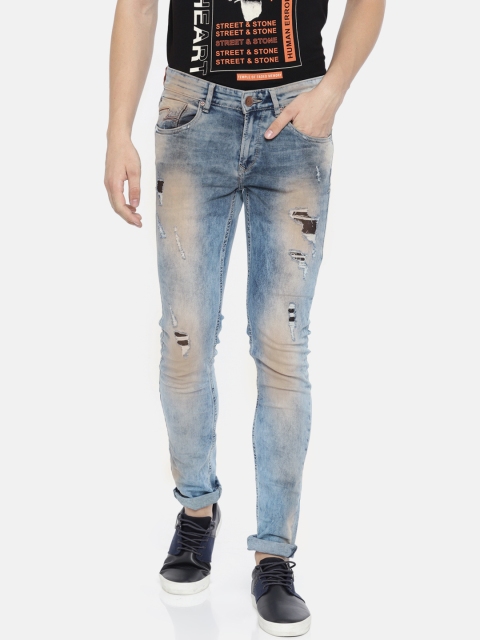 

SPYKAR Men Blue Skinny Fit Low-Rise Mildly Distressed Stretchable Jeans