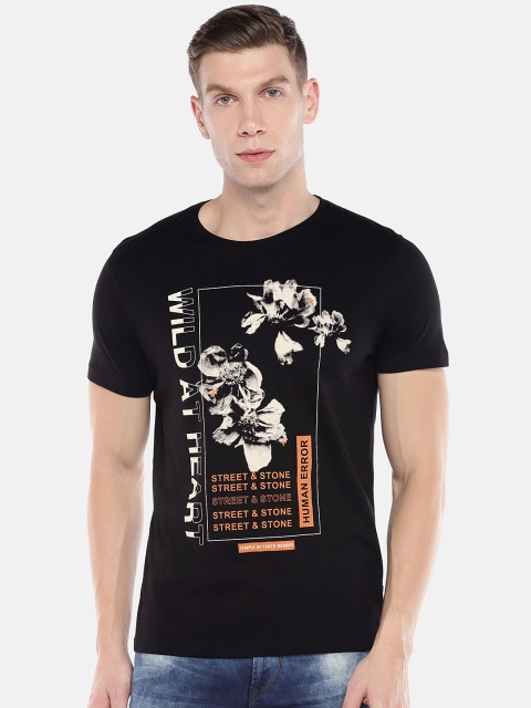 

SPYKAR Men Black Printed Round Neck T-shirt