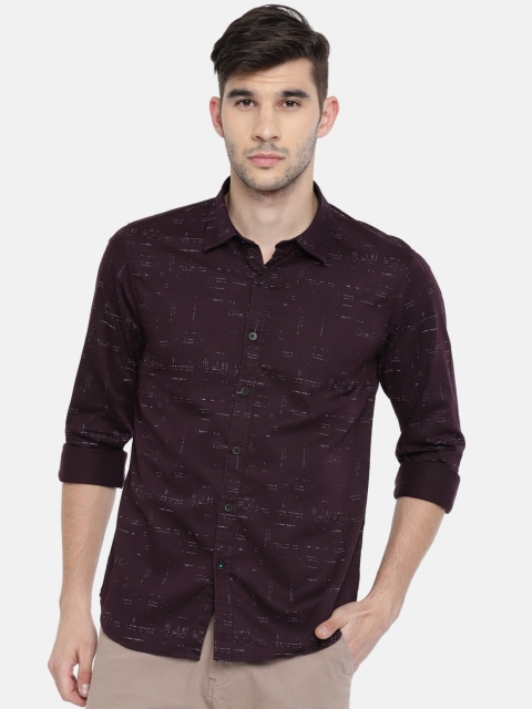 

SPYKAR Men Burgundy Smart Slim Fit Printed Casual Shirt