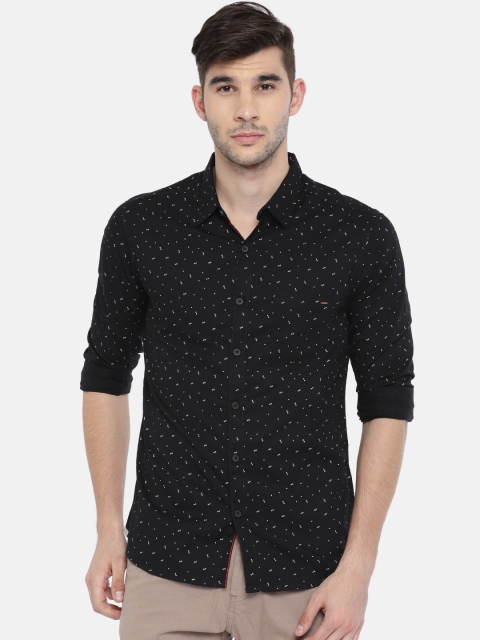 

SPYKAR Men Black Smart Slim Fit Printed Casual Shirt