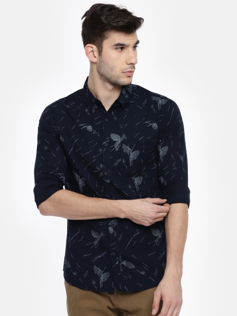 

SPYKAR Men Navy Blue Slim Fit Printed Casual Shirt