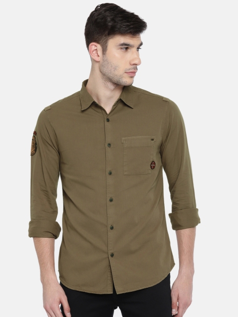 

SPYKAR Men Olive Green Smart Slim Fit Solid Casual Shirt