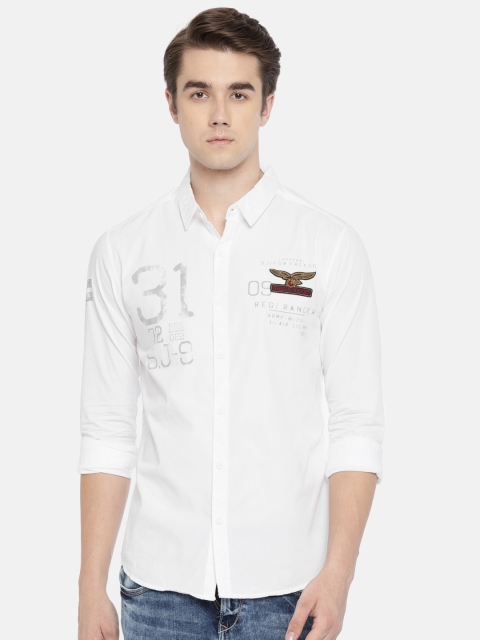 

SPYKAR Men White Smart Slim Fit Printed Casual Shirt