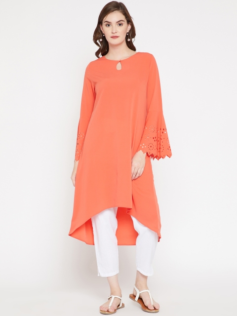 

RARE ROOTS Women Orange Solid A-Line Kurta