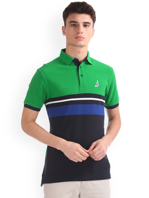 

Nautica Men Green Colourblocked Polo Collar T-shirt