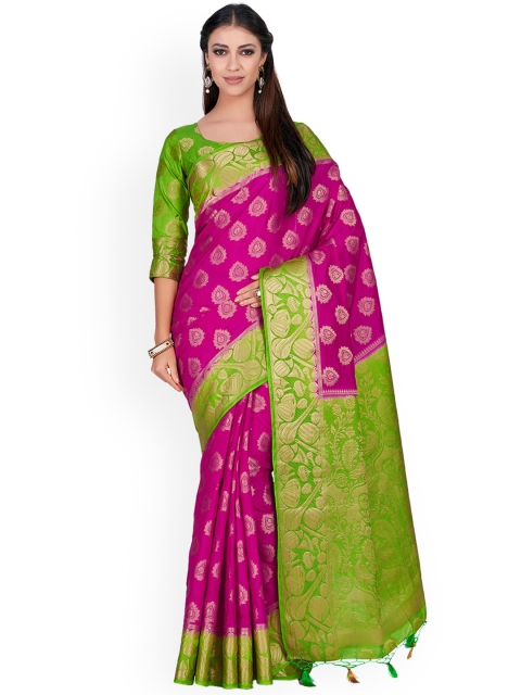 

MIMOSA Magenta & Green Woven Design Kanjeevaram Saree