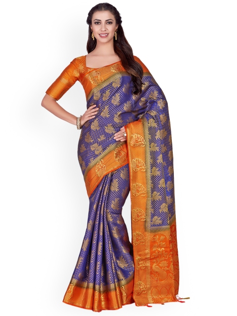 

MIMOSA Purple & Orange Woven Design Kanjeevaram Saree
