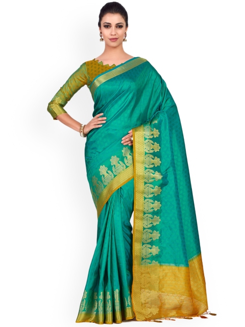 

MIMOSA Green Woven Design Kanjeevaram Saree