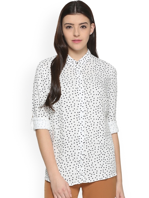 

Allen Solly Woman Women White & Black Regular Fit Printed Casual Shirt